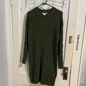 Time and Tru Olive Long Sleeve Sweater Dress